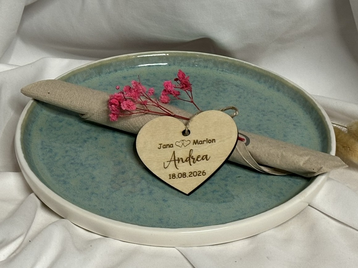 Anhänger herzförmig - Gastgeschenk - Sitzplatzschild