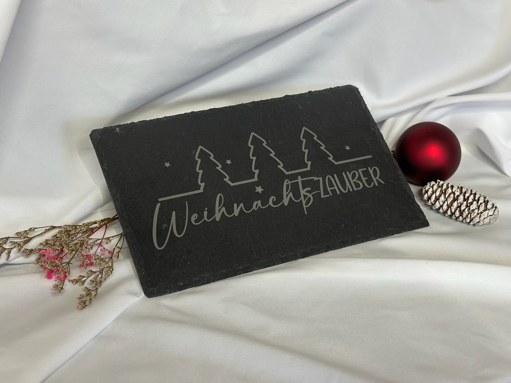 Schiefertafel Weihnachtszauber * Schieferplatte Weihnachten * Tischdeko Heiligabend * Weihnachtsdeko