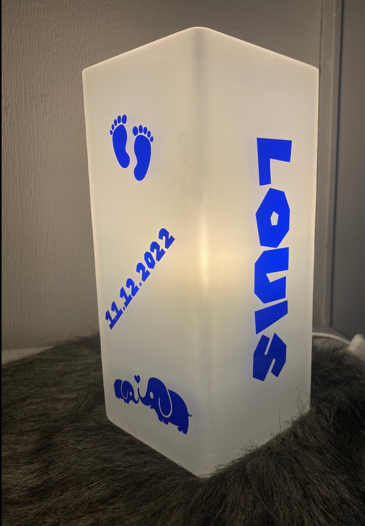 Geschenk zur Geburt - Lampe mit Name und Geburtsdaten