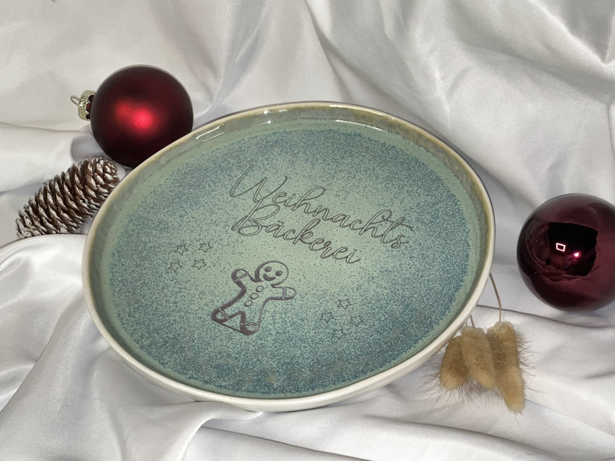 WeihnachtsBäckerei - Teller mit Gravur * Keksteller * Teller für Plätzchen * Geschenk