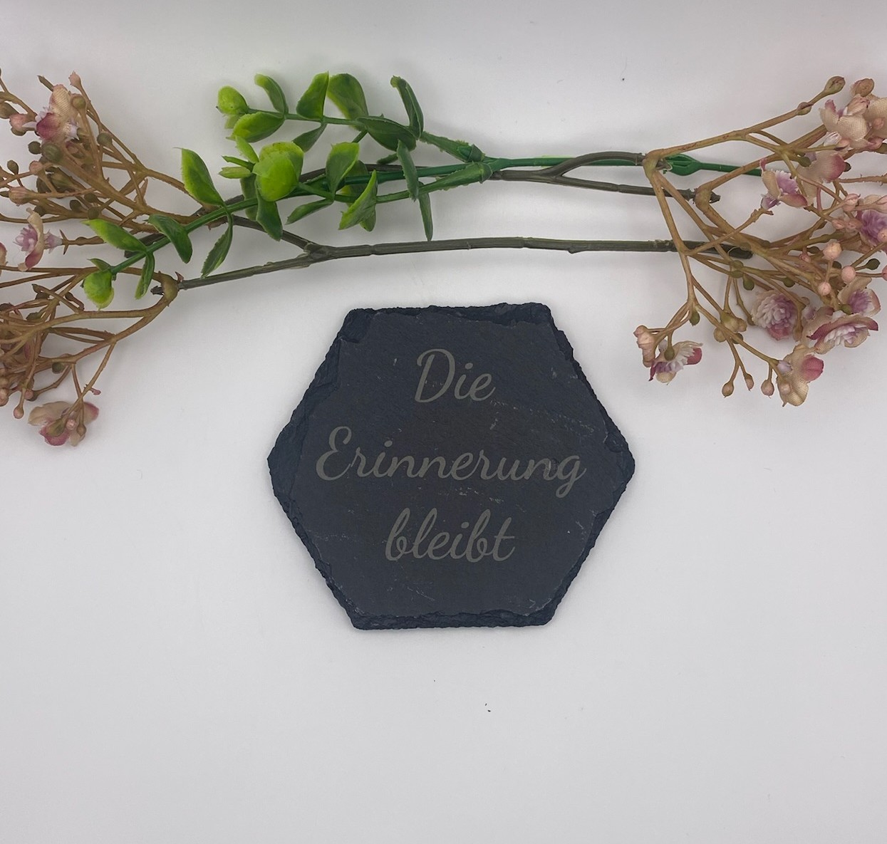 Schiefer 6-Eck - Trauer *Spruch-5* Schiefer 6-Eck - Trauer *Spruch-5*
