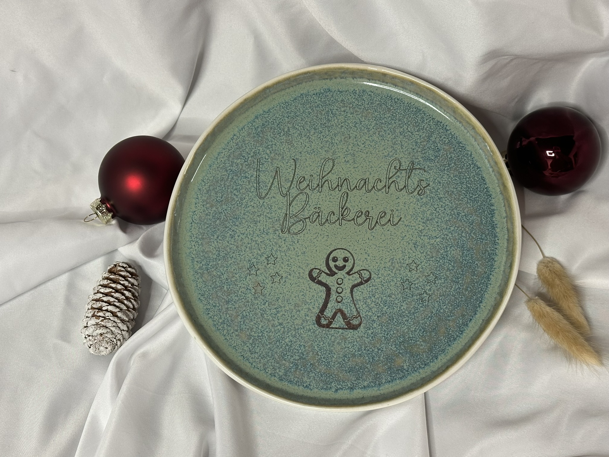 WeihnachtsBäckerei - Teller mit Gravur * Keksteller * Teller für Plätzchen * Geschenk