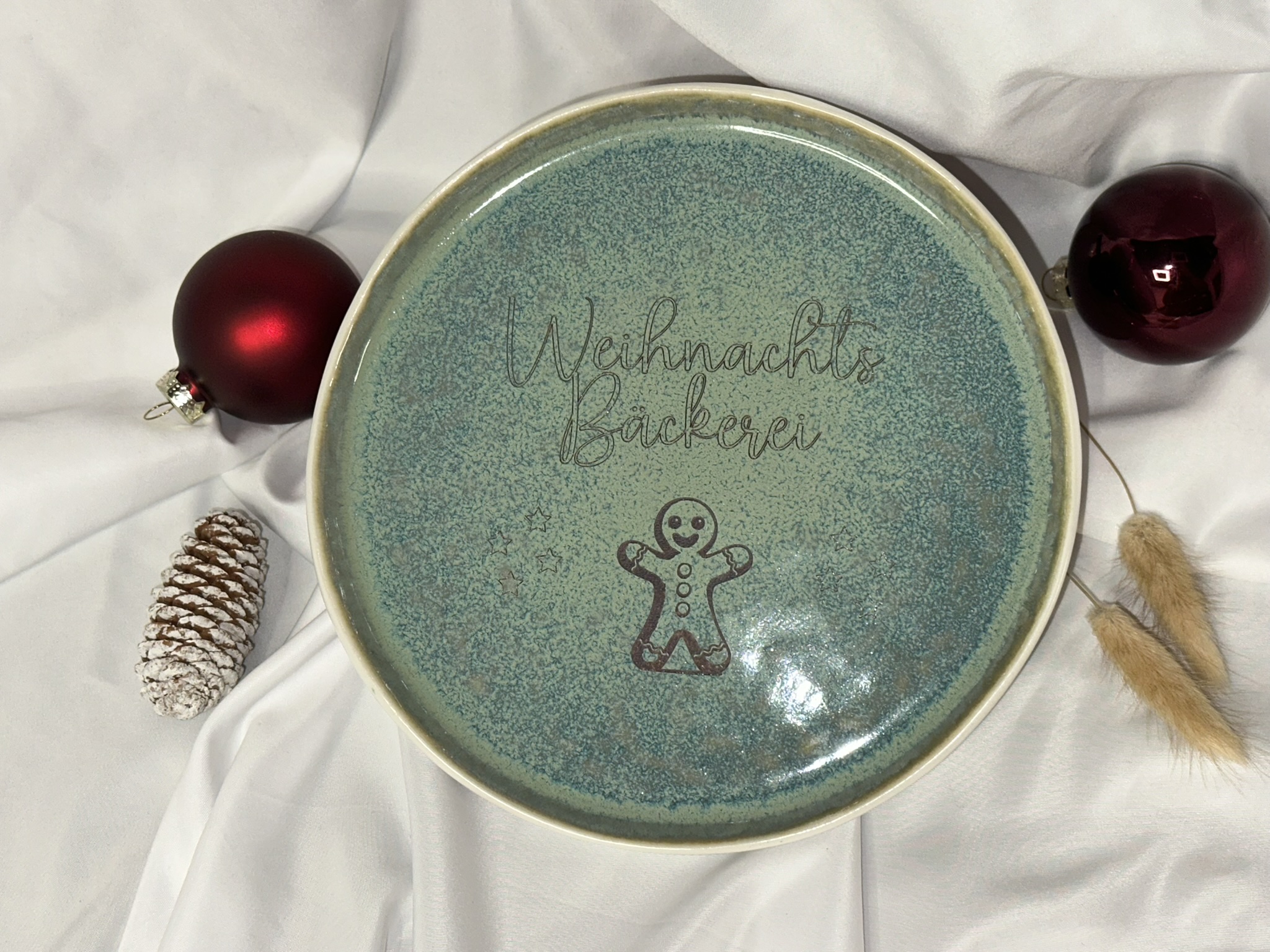 WeihnachtsBäckerei - Teller mit Gravur * Keksteller * Teller für Plätzchen * Geschenk