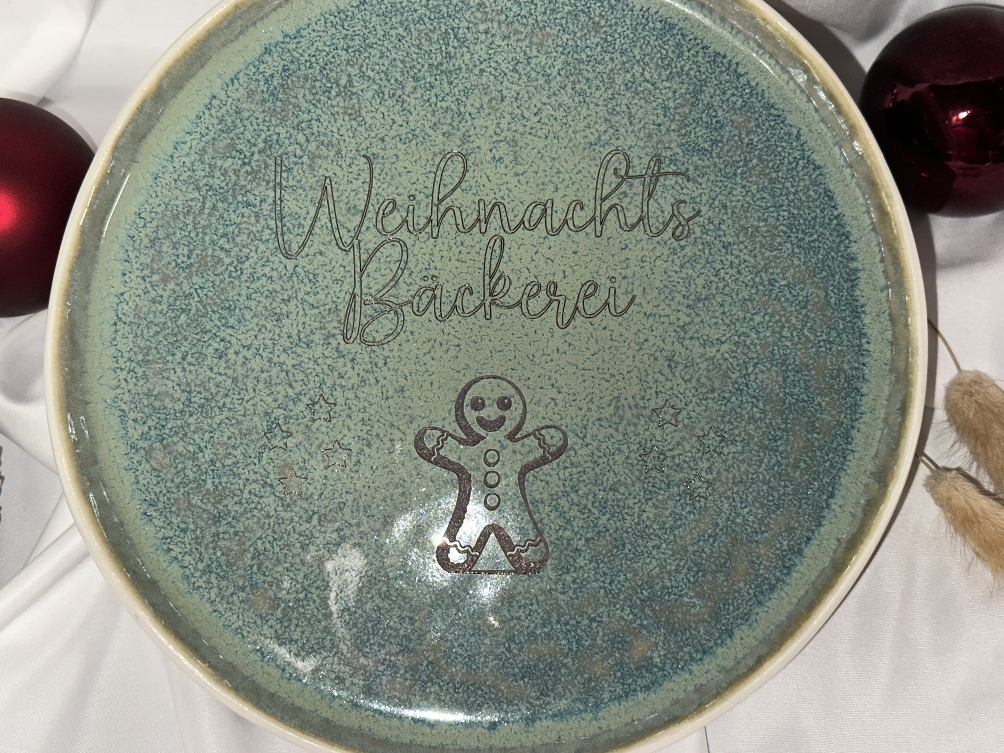 WeihnachtsBäckerei - Teller mit Gravur * Keksteller * Teller für Plätzchen * Geschenk