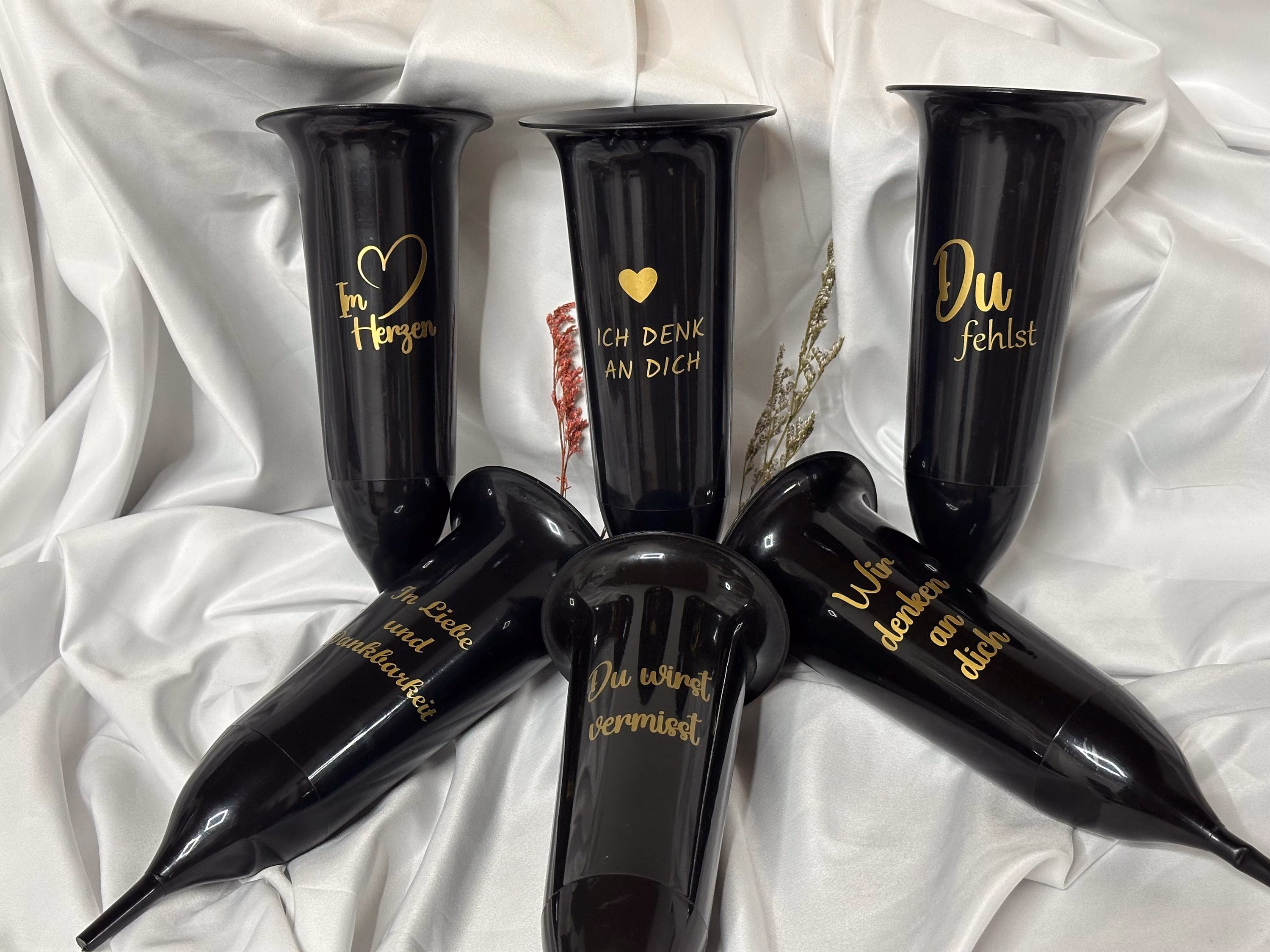 Grabvase mit Spruch - Vase Grab - Vase Friedhof - Grabvase mit goldener Schrift- Todestag - Geburtstag- Totensonntag - Volkstrauertag