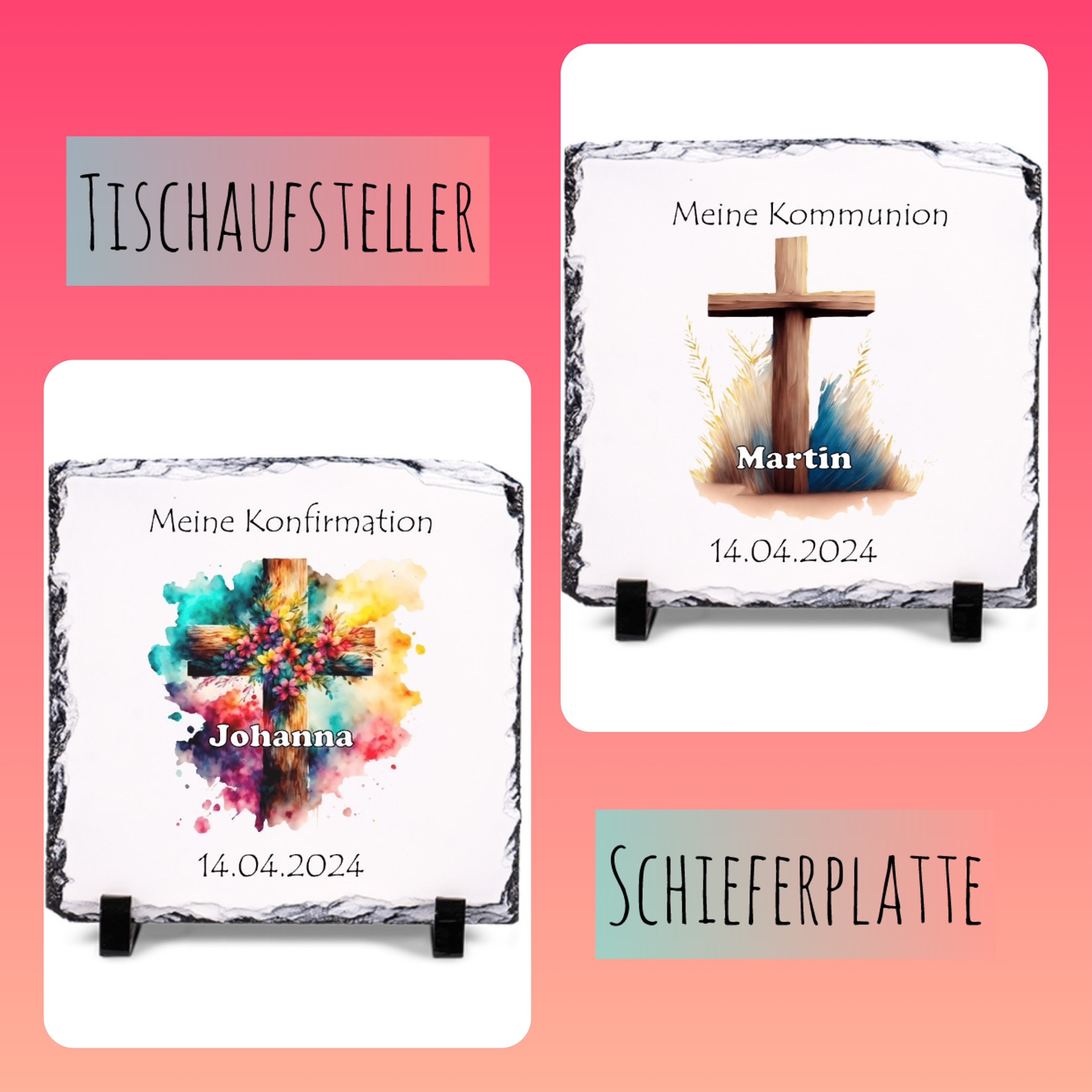 Schieferplatte personalisiert - Konfirmation / Kommunion