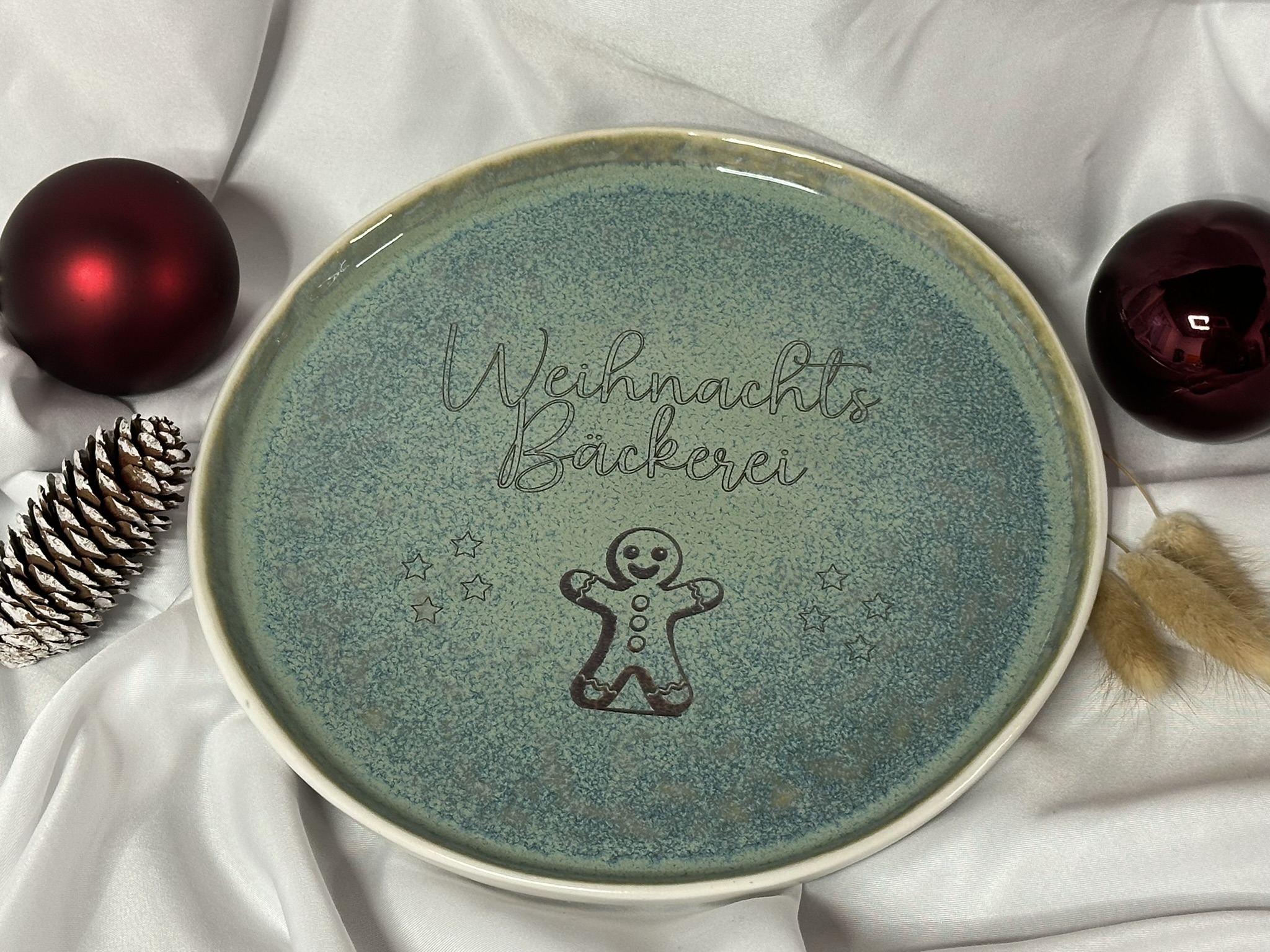 WeihnachtsBäckerei - Teller mit Gravur * Keksteller * Teller für Plätzchen * Geschenk
