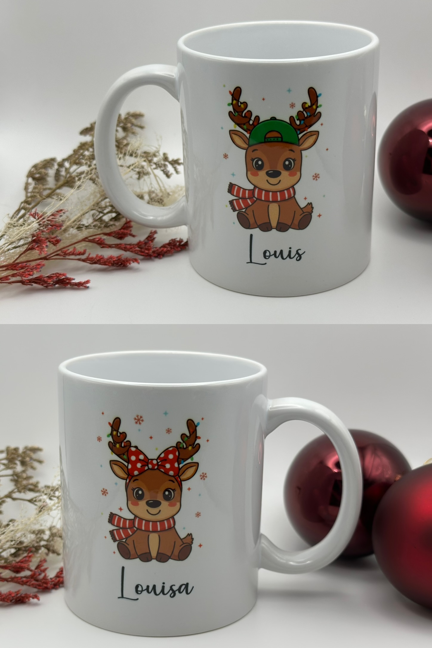 Kindertasse Weihnachten *niedliches Rentier* mit Name