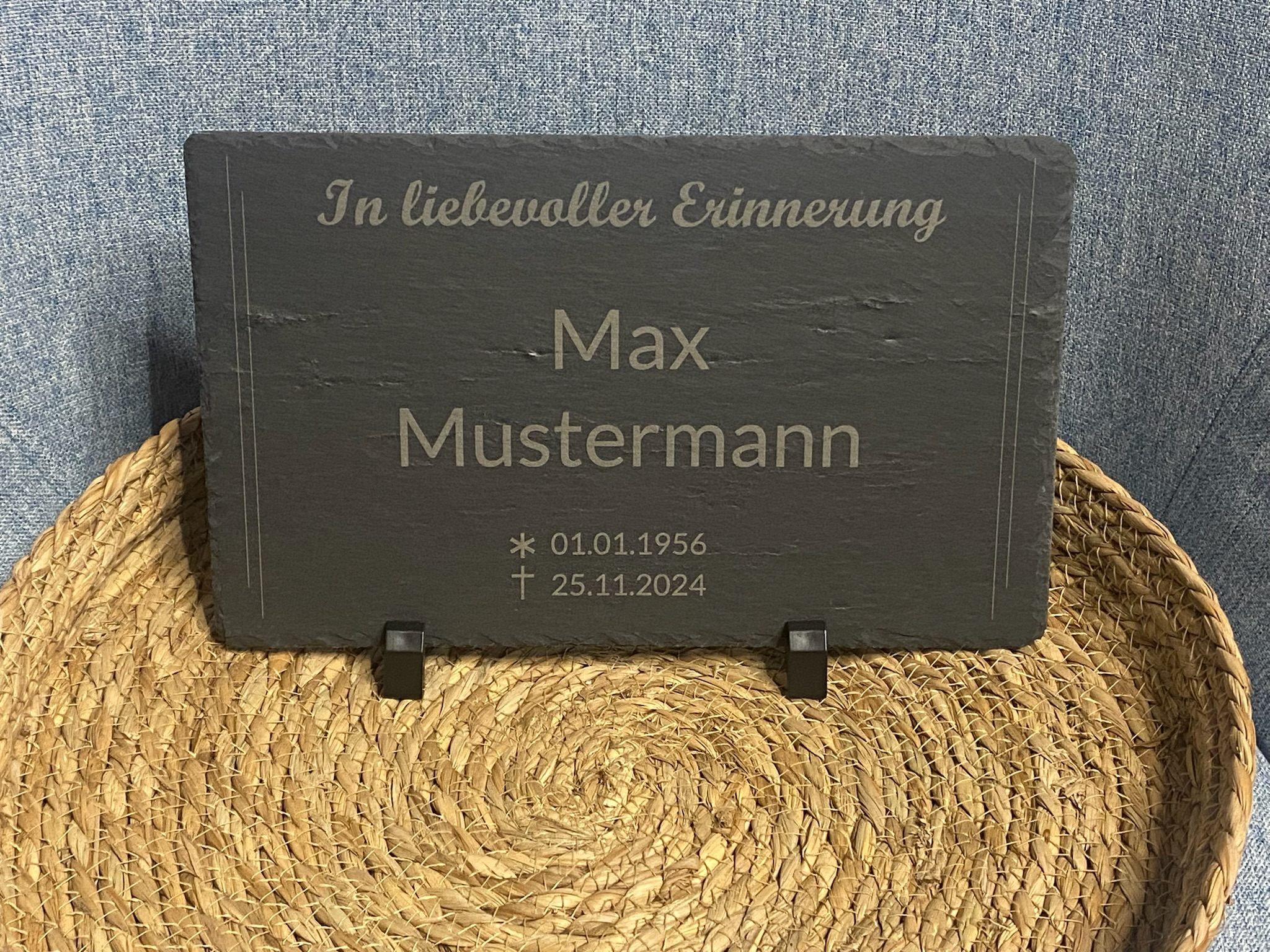 Schieferplatte "Trauer" personalisiert Schieferplatte "Trauer" personalisiert