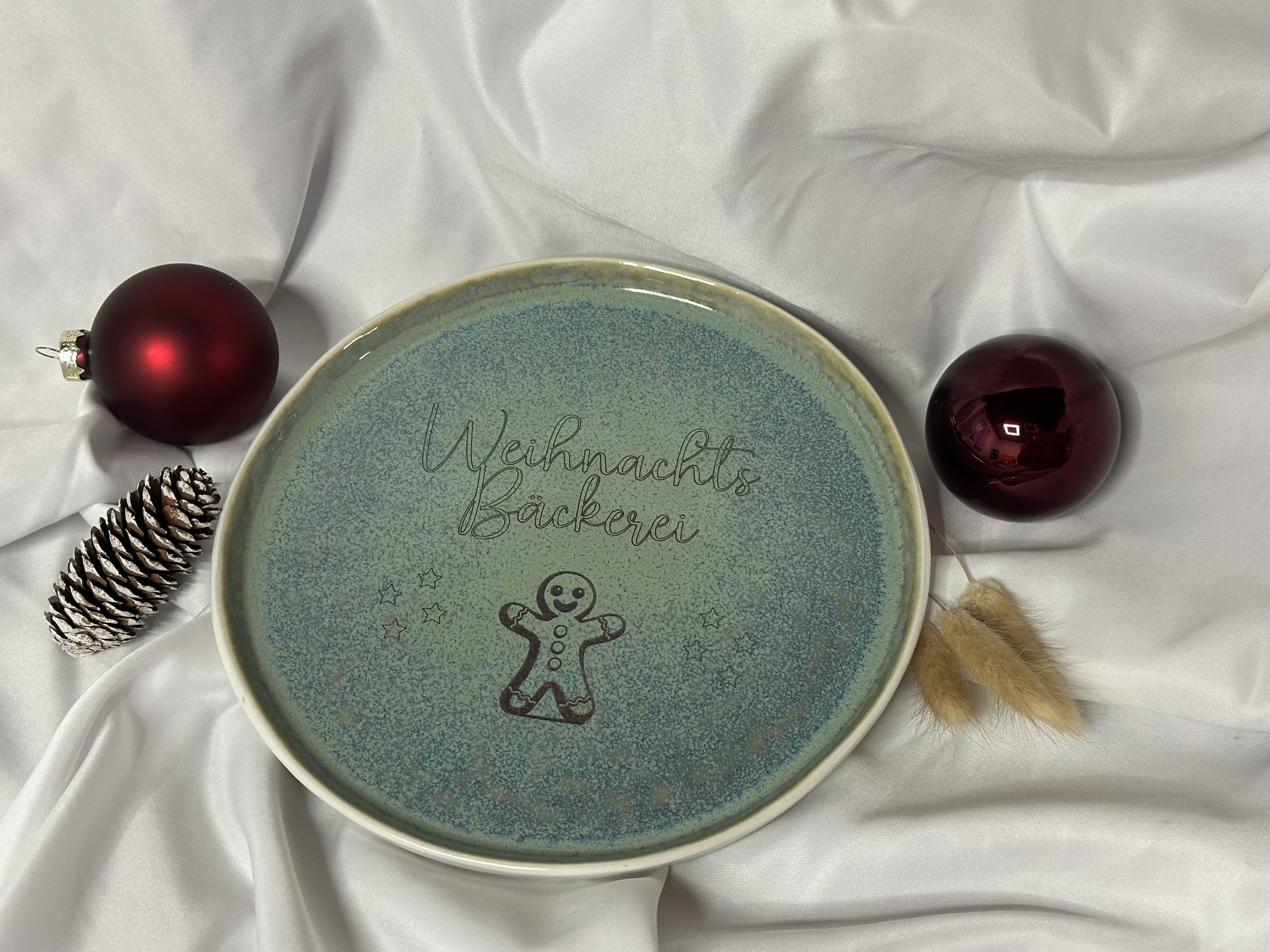 WeihnachtsBäckerei - Teller mit Gravur * Keksteller * Teller für Plätzchen * Geschenk